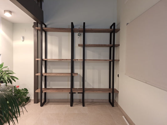 ESTANTERÍA INDUSTRIAL DE MADERA Y METAL - 240 X 90 X 40 CM